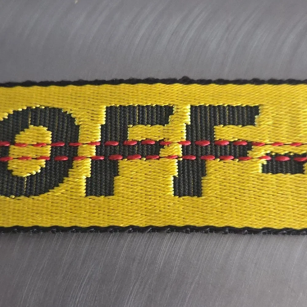 OFF-WHITE Industrial Yellow Black Web Logo Belt Virgil Abloh Metal Buckle